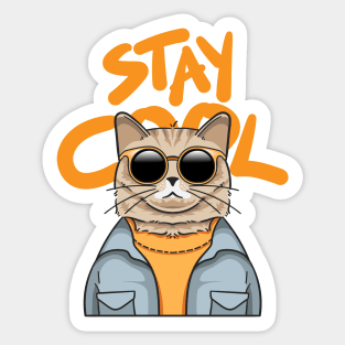 Illustration of a cool cat with a jacket and glasses Sticker